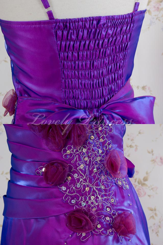 【フォーマル・ステージロングドレス】コサージュビーズ＆刺繍ロングドレス　パープル(1860049)