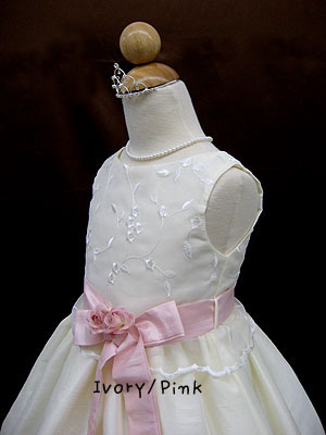 子供ドレス　フローラ　アイボリー/ピンク