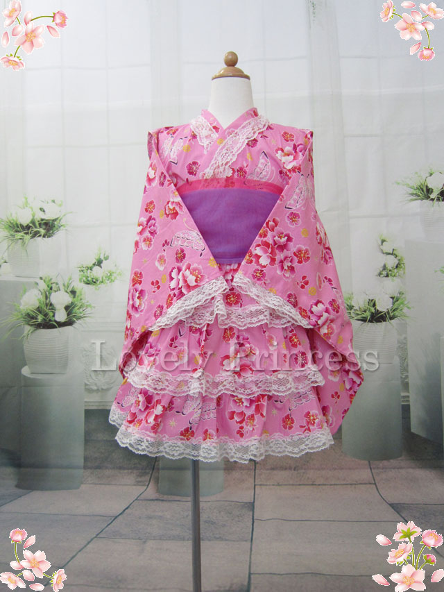 子供用浴衣ドレス(822708)ピンク